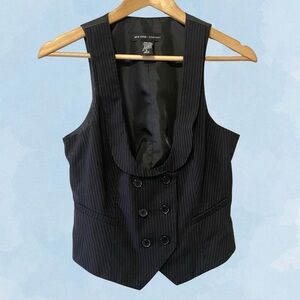 Black Pinstripe Double-Breasted Vest